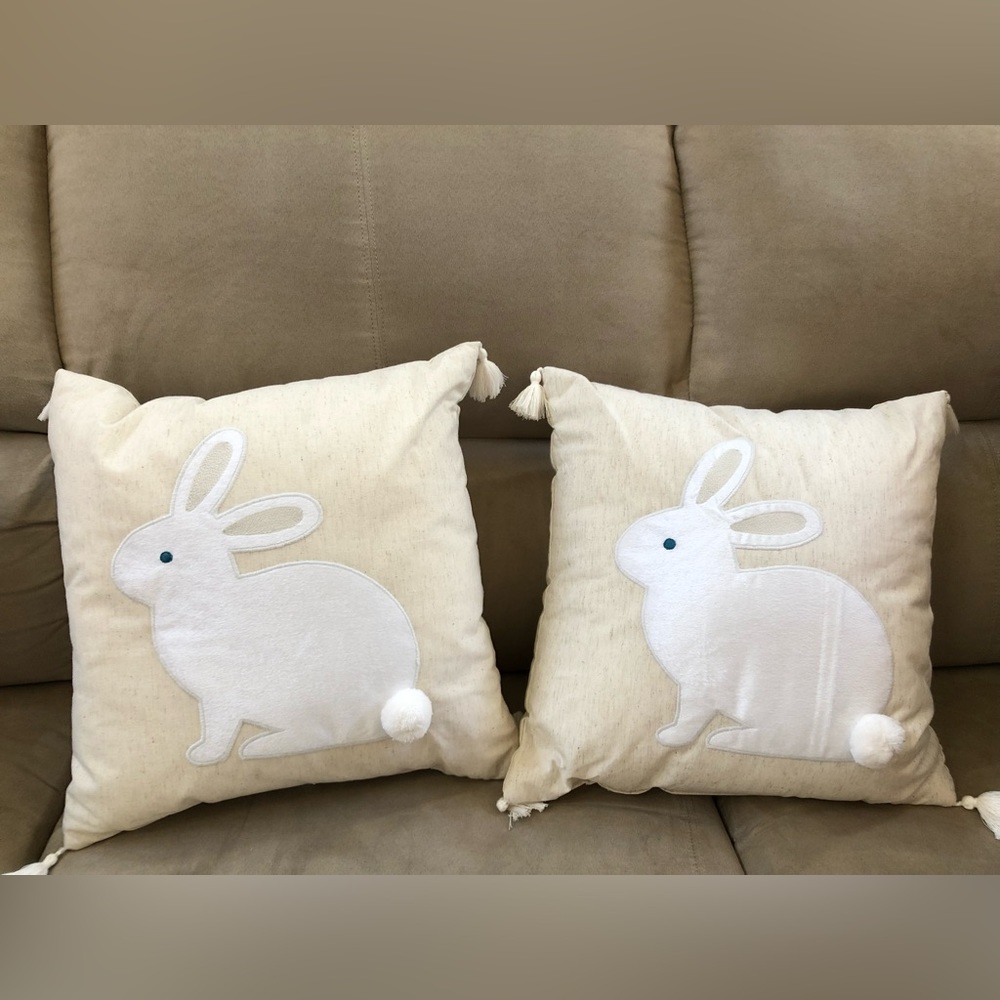 NEW Two Bunny Decorative Pillows